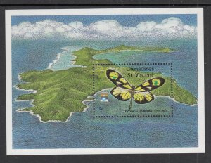 St Vincent Grenadines 894 Butterfly Souvenir Sheet MNH VF