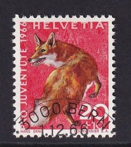Switzerland  #B362  cancelled  1966  Pro Juventute  20c red fox