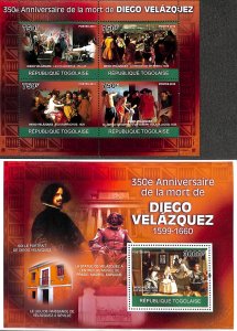 Togo 2010, D. Velazquez 2 s/s, MNH