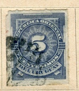 URUGUAY; 1884 early classic rouletted issue fine used 5c. value