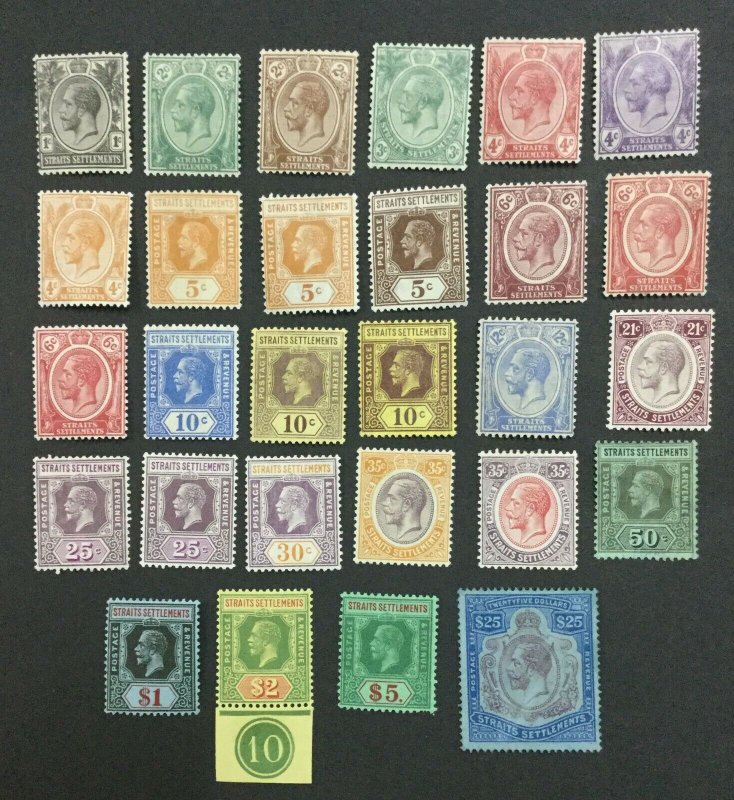 MOMEN: MALAYA STRAITS SG # 1921-33 SCRIPT CA MINT OG H LOT #203996-9876