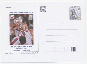 Postal stationery Slovakia 2002 Ice Hockey - World Championships Sweden