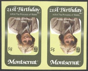 Montserrat Sc# 486 (INVERTED TUVALU CENTER) MNH Pair IMPERF 1982 Princess Diana