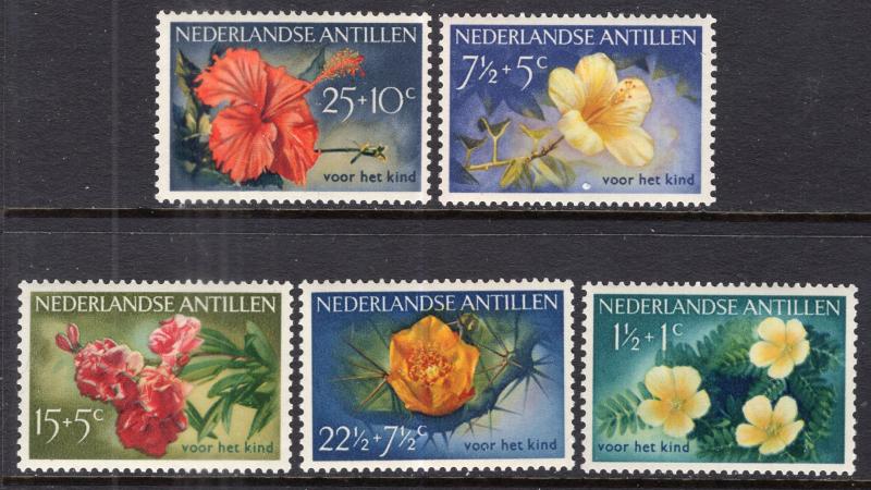 Netherlands Antilles B21-B25 Flowers Unused Mint Hinged BIN