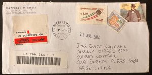 CM) 2014. ITALY. CHARACTER.  LETTER. SHIELD. ENVELOPE SENT ARGENTINA. XF