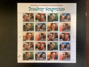 US sheet of 20 Scott #3345-50 33-cent Broadway Songwriters MNH VF