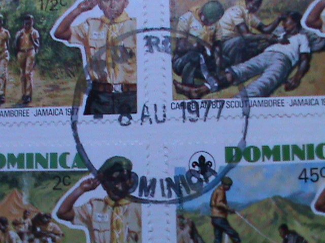 DOMINICA-1977  FDC-INTERNATIONAL SCOUTING DAY-FANCY CANCEL FDC USED.XF.