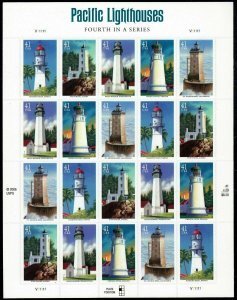 SCOTT  4146-50  PACIFIC LIGHTHOUSES  41¢  SHEET OF 20  MNH