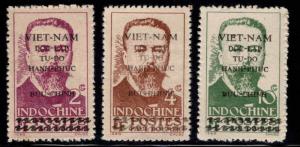 North Viet Nam,Viet Minh issue Scott 1L18-20 NGAI overprint set