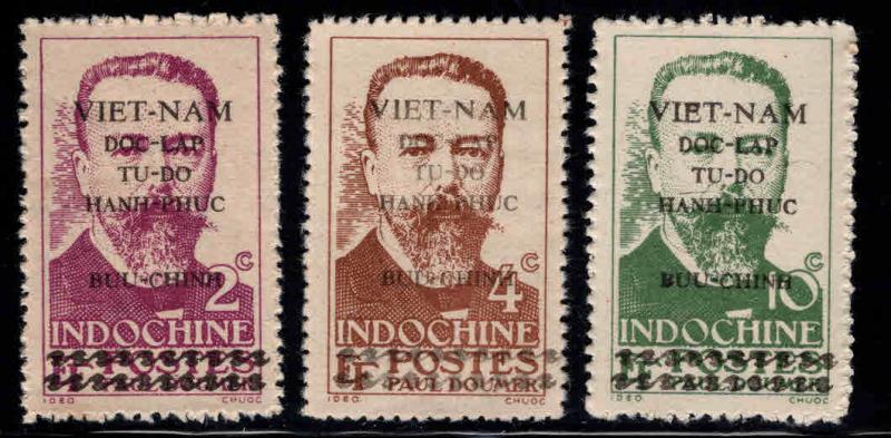 North Viet Nam,Viet Minh issue Scott 1L18-20 NGAI overprint set