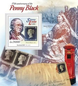 Sierra Leone Penny Black Stamps 2015 MNH Rowland Hill Queen Victoria SOS 1v S/S
