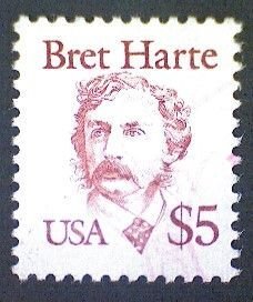 United States, Scott#2196, used(o), 1987, Bret Harte, $5, copper red