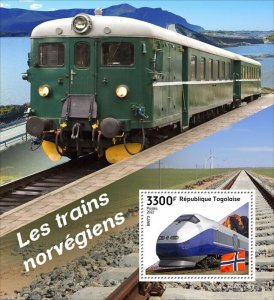 TOGO - 2022 - Norwegian Trains - Perf Souv Sheet  - Mint Never Hinged