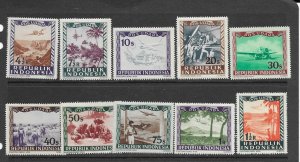 Indonesia C19-27,29 MNH 10 values of longer set x 5,  f-vf 2022 CV $102.50