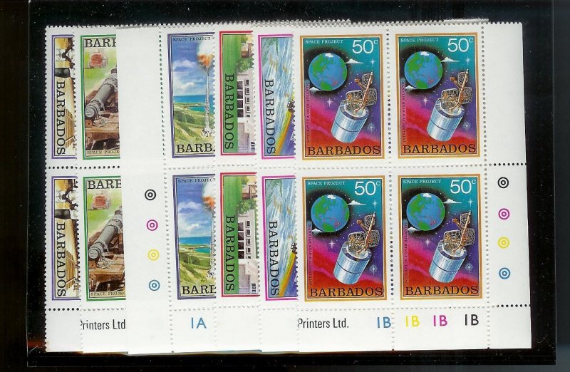 BARBADOS Sc#512-517 Complete Mint Never Hinged PLATE BLOCK Set