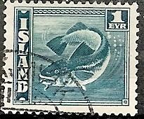 ICELAND 217a USED 1930 1e Herring Perf 14 x 13 1/2