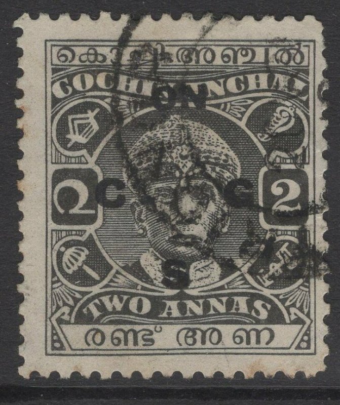 INDIA-COCHIN SGO50 1938 2a GREY-BLACK USED