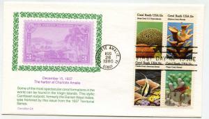 1827-30 Coral Reefs block of 4 Carrollton, FDC