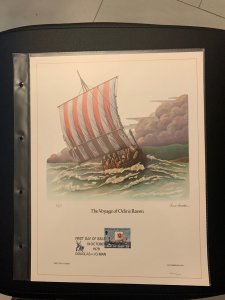 Isle of Man THe voyage of Odin's Raven  FDC panel big size, plastic holder