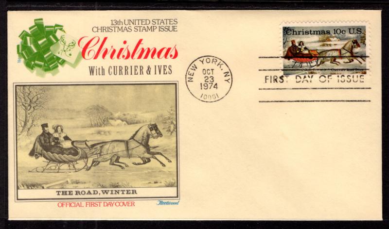 US 1551 Christmas Currier and Ives Fleetwood U/A FDC