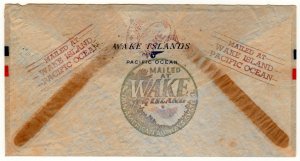 Prexie 2c,3c,10c, Clipper 20c airmail Wake Island to Calif., 1940