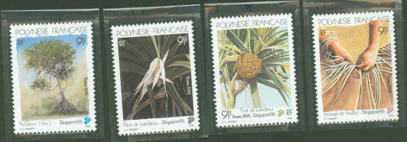 French Polynesia #667a-d Mint (NH) Single (Complete Set) (Cat) (Flora) (Flowers)