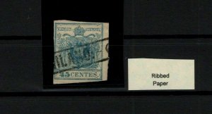[P01] LOMBARDY-VENETIA / 1850, Ribbed Paper, Sassone 17-1 (1.000€) (certificate) 