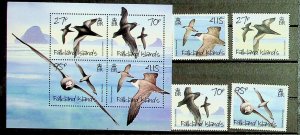 FALKLAND ISL. Sc 1012-16 NH ISSUE OF 2010- SET+S/S - BIRDS - (AO23)