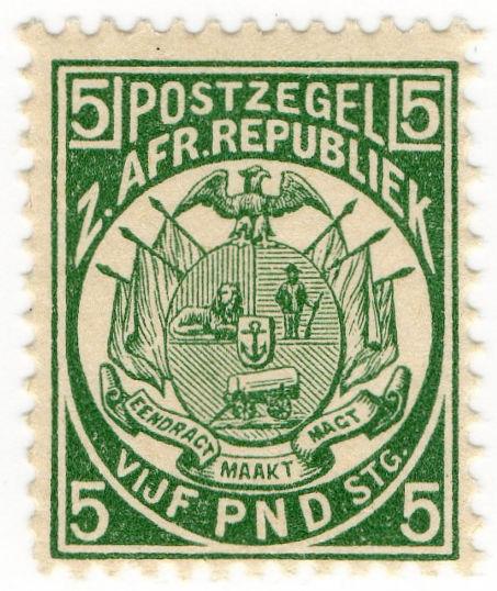 (I.B) Transvaal Postal : £5 Green