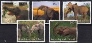 Chad 1998 WILDLIFE ELEPHANTS Set 5 values Perforated Mint (NH)