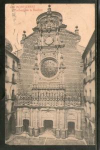 Spain 1917 Facade of the Basilica Montserrat Used View Post Card # 1454-83