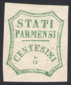 1859 PARMA Provisional Government 5 Cent Blue Green I Composition No. 12 MLH*