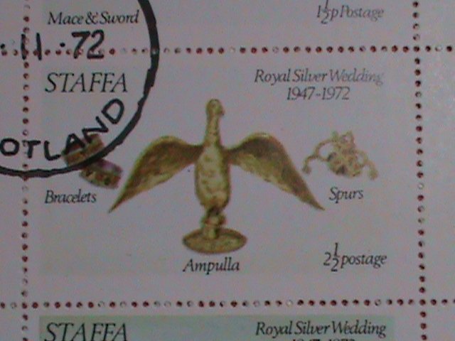 STAFFA-SCOTLAND STAMP:1972 AIRMAIL- ROYAL SILVER WEDDING-CTO MNH SHEET