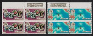 Penrhyn Ausipex Intl Stamp Exhibition 2v Blocks of 4 1984 MNH SG#360-361