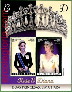 B1480 - GUINE-BISSAU - ERROR MISPERF Stamp Sheet -2023 - PRINCESSES KATE&DIANA-