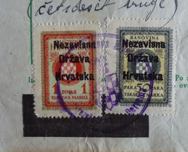 WWII CROATIA-NDH-RARE DOCUMENT WITH IMPRINTED REVENUE STAMP RR!! yugoslavia J13