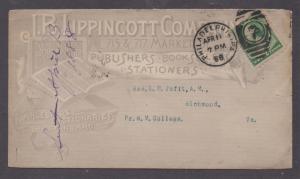 **US 19th Cent Adv Cover SC# 213 Philadelphia, PA 4/11/1888 J B Lipponcott Co