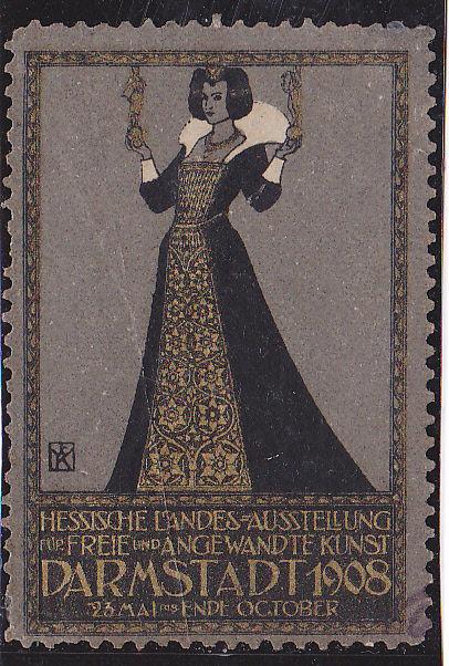 1908 art deco Darmstadt 1908 Kleukens Friedrich W CINDERELLA POSTER STAMP