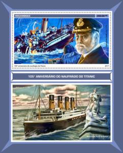 Titanic Stamps Mozambique 2017 MNH 105th Anniv Boats Ships Nautical 1v S/S