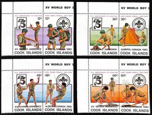 COOK ISLANDS SC#705-708 OVPT 15th Scouts World Jamboree UL (1983) MNH