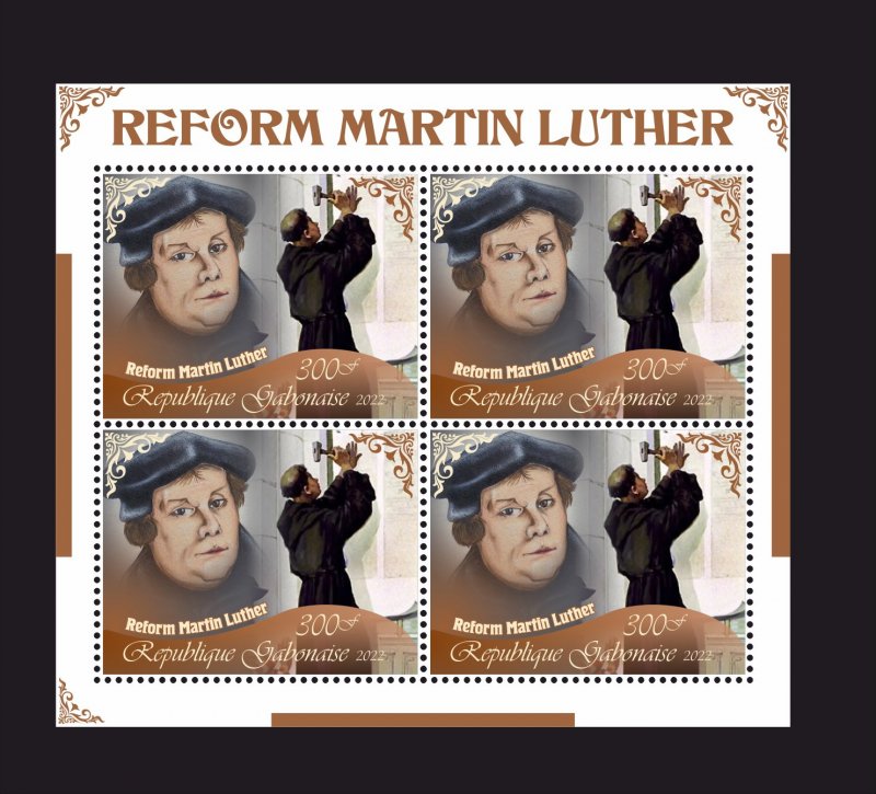 Stamps.Martin Luther 2022 year 10 sheets  perf Full Set  Gabon NEW