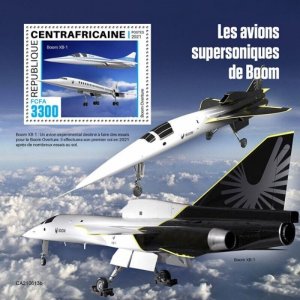 Central Africa - 2021 Supersonic Boom Planes - Stamp Souvenir Sheet - CA210613b