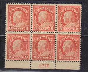 #509 mnh-f-vf  pb/6  9c Franklin 1917-19 Issue cv $225