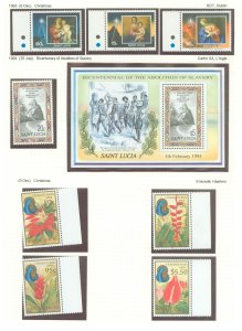 St. Lucia #1005-1013 Mint (NH) Single (Complete Set) (Art) (Flowers) (Paintings)