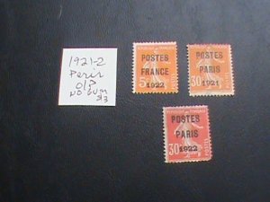 FRANCE 1921-2 NO GUM FINE   (265)