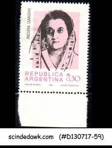 ARGENTINA - 1986 INDIRA GANDHI : 1st Female Prime minister of INDIA - 1V MNH