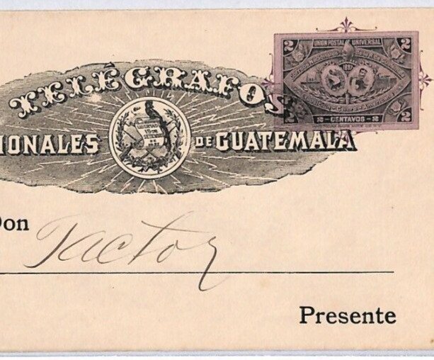 GUATEMALA Postal Stationery TELGRAFOS Cover TELEGRAPH 2c Envelope{samwells}PH325