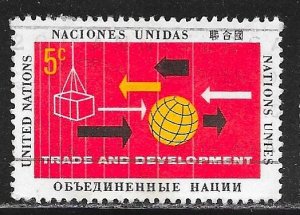 United Nations 129: 5c Global Trade, single, used,  VF