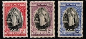 TONGA SG71/3 1938 20th ANNIV OF QUEEN SALOTE'S ACCESSION MTD MINT