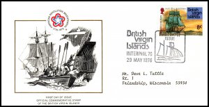 British Virgin Islands 309 Sailing Ship Typed FDC